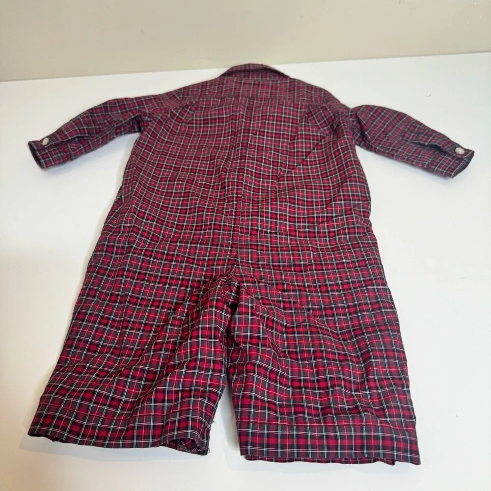 Polo Ralph Lauren Kensington Red Plaid Cotton Poplin Romper